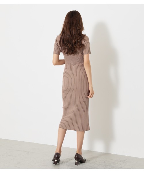 anuans （アニュアンス） フロントボタンリブニットワンピース ブラック アニュアンス anuans フロントボタンリブニットワンピース