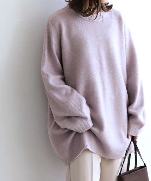 reca（レカ）の「柔らかく、もちもちの着心地！ビッグシルエットボリュームニット（ニット/セーター・レディース・ベージュ/ラベンダー/杢グレー/オフホワイト/ブルー系その他/ミント/オートミール/パープル/マスタード/チャコールグレー/ライトイエロー/グリーン系その他・FREE）」の11枚目の写真