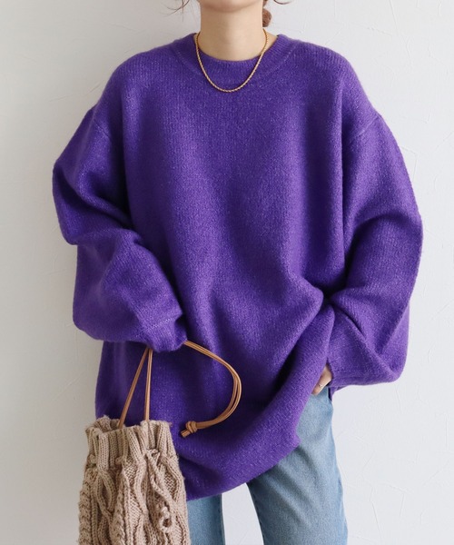 reca（レカ）の「柔らかく、もちもちの着心地！ビッグシルエットボリュームニット（ニット/セーター・レディース・ベージュ/ラベンダー/杢グレー/オフホワイト/ブルー系その他/ミント/オートミール/パープル/マスタード/チャコールグレー/ライトイエロー/グリーン系その他・FREE）」の10枚目の写真