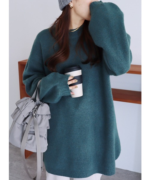 reca（レカ）の「柔らかく、もちもちの着心地！ビッグシルエットボリュームニット（ニット/セーター・レディース・ベージュ/ラベンダー/杢グレー/オフホワイト/ブルー系その他/ミント/オートミール/パープル/マスタード/チャコールグレー/ライトイエロー/グリーン系その他・FREE）」の8枚目の写真