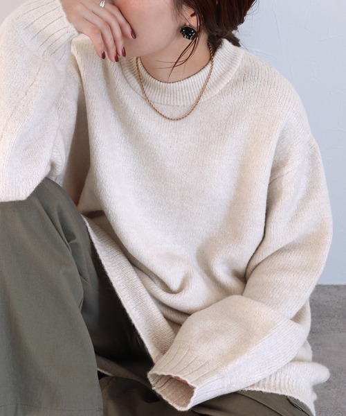 reca（レカ）の「柔らかく、もちもちの着心地！ビッグシルエットボリュームニット（ニット/セーター・レディース・ベージュ/ラベンダー/杢グレー/オフホワイト/ブルー系その他/ミント/オートミール/パープル/マスタード/チャコールグレー/ライトイエロー/グリーン系その他・FREE）」の20枚目の写真