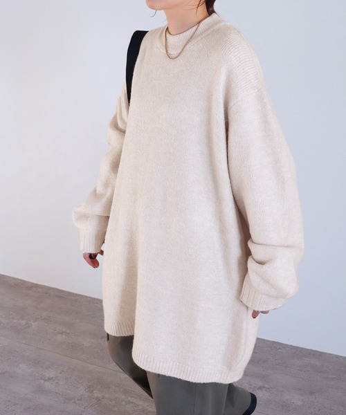 reca（レカ）の「柔らかく、もちもちの着心地！ビッグシルエットボリュームニット（ニット/セーター・レディース・ベージュ/ラベンダー/杢グレー/オフホワイト/ブルー系その他/ミント/オートミール/パープル/マスタード/チャコールグレー/ライトイエロー/グリーン系その他・FREE）」の21枚目の写真