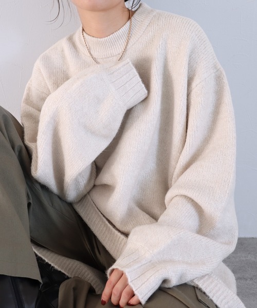 reca（レカ）の「柔らかく、もちもちの着心地！ビッグシルエットボリュームニット（ニット/セーター・レディース・ベージュ/ラベンダー/杢グレー/オフホワイト/ブルー系その他/ミント/オートミール/パープル/マスタード/チャコールグレー/ライトイエロー/グリーン系その他・FREE）」の19枚目の写真