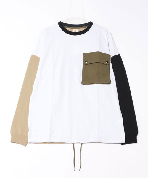 NO WAY（ノーウェイ）の「/ミリタリーポケットロングスリーブカットソー/（Tシャツ/カットソー・メンズ・ホワイト系その他/ブラック系その他/ベージュ系その他/ホワイト系その他2・MEDIUM/LARGE）」の3枚目の写真