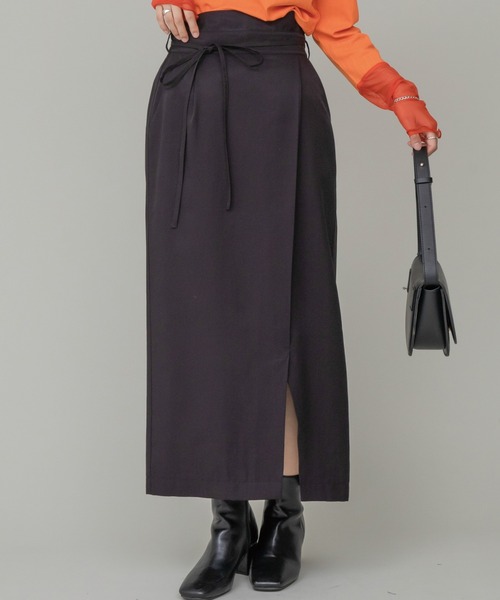 LAVEANGE(ラビアンジェ)の「リボンベルトラップ風スカート(スカート・レディース・イエロー/ブラウン/ブラック/ブルー/ベージュ/グリーン・LL/3L/4L/5L/M/L)」の7枚目の写真