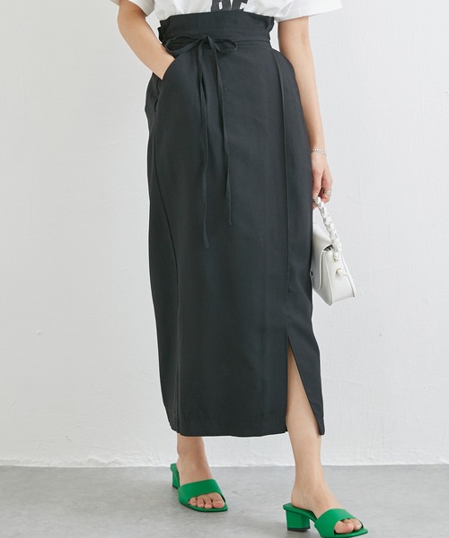 LAVEANGE(ラビアンジェ)の「リボンベルトラップ風スカート(スカート・レディース・イエロー/ブラウン/ブラック/ブルー/ベージュ/グリーン・LL/3L/4L/5L/M/L)」の9枚目の写真