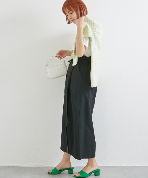 LAVEANGE(ラビアンジェ)の「リボンベルトラップ風スカート(スカート・レディース・イエロー/ブラウン/ブラック/ブルー/ベージュ/グリーン・LL/3L/4L/5L/M/L)」の15枚目の写真