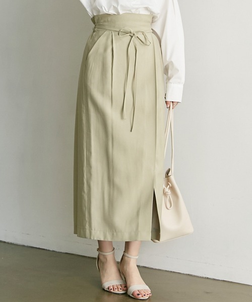 LAVEANGE(ラビアンジェ)の「リボンベルトラップ風スカート(スカート・レディース・イエロー/ブラウン/ブラック/ブルー/ベージュ/グリーン・LL/3L/4L/5L/M/L)」の19枚目の写真