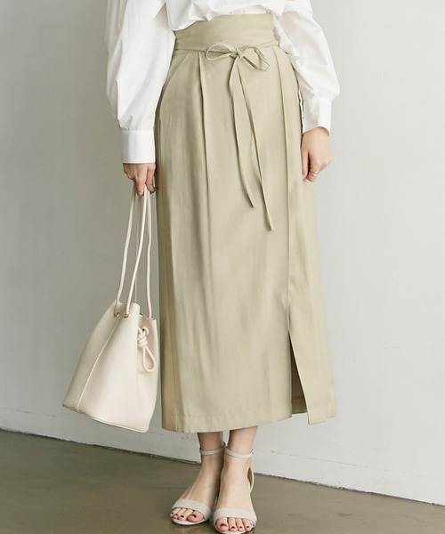 LAVEANGE(ラビアンジェ)の「リボンベルトラップ風スカート(スカート・レディース・イエロー/ブラウン/ブラック/ブルー/ベージュ/グリーン・LL/3L/4L/5L/M/L)」の18枚目の写真