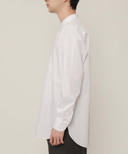 KASHIYAMA(カシヤマ)の「バンドカラーロングスリーブ ロイヤルオックス ロングテイルシャツ(シャツ/ブラウス・メンズ・ホワイト/ネイビー・マルチサイズ)」の7枚目の写真