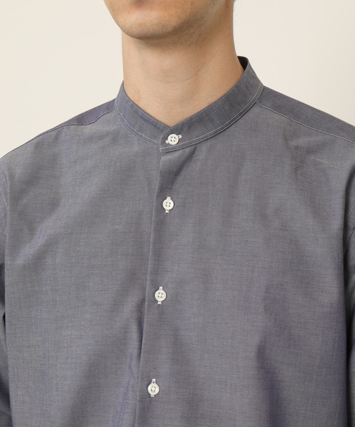 KASHIYAMA(カシヤマ)の「バンドカラーロングスリーブ ロイヤルオックス ロングテイルシャツ(シャツ/ブラウス・メンズ・ホワイト/ネイビー・マルチサイズ)」の16枚目の写真