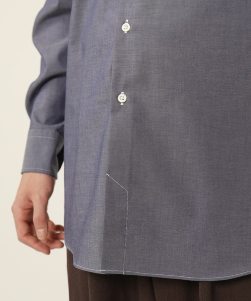 KASHIYAMA(カシヤマ)の「バンドカラーロングスリーブ ロイヤルオックス ロングテイルシャツ(シャツ/ブラウス・メンズ・ホワイト/ネイビー・マルチサイズ)」の18枚目の写真