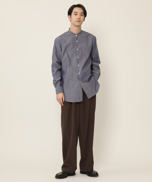 KASHIYAMA(カシヤマ)の「バンドカラーロングスリーブ ロイヤルオックス ロングテイルシャツ(シャツ/ブラウス・メンズ・ホワイト/ネイビー・マルチサイズ)」の10枚目の写真