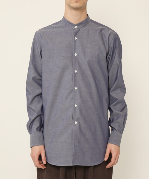 KASHIYAMA(カシヤマ)の「バンドカラーロングスリーブ ロイヤルオックス ロングテイルシャツ(シャツ/ブラウス・メンズ・ホワイト/ネイビー・マルチサイズ)」の11枚目の写真