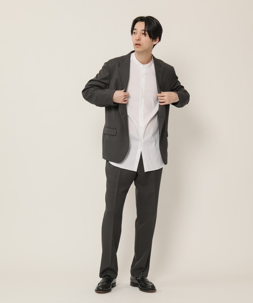 KASHIYAMA(カシヤマ)の「バンドカラーロングスリーブ ロイヤルオックス ロングテイルシャツ(シャツ/ブラウス・メンズ・ホワイト/ネイビー・マルチサイズ)」の9枚目の写真