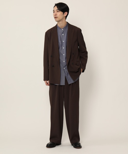 KASHIYAMA(カシヤマ)の「バンドカラーロングスリーブ ロイヤルオックス ロングテイルシャツ(シャツ/ブラウス・メンズ・ホワイト/ネイビー・マルチサイズ)」の3枚目の写真