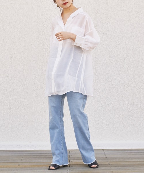 Chico（チコ）の「5分袖シアー襟付きシャツ（シャツ/ブラウス・レディース・ホワイト/ブラック/ミント・SMALL/MEDIUM）」の20枚目の写真