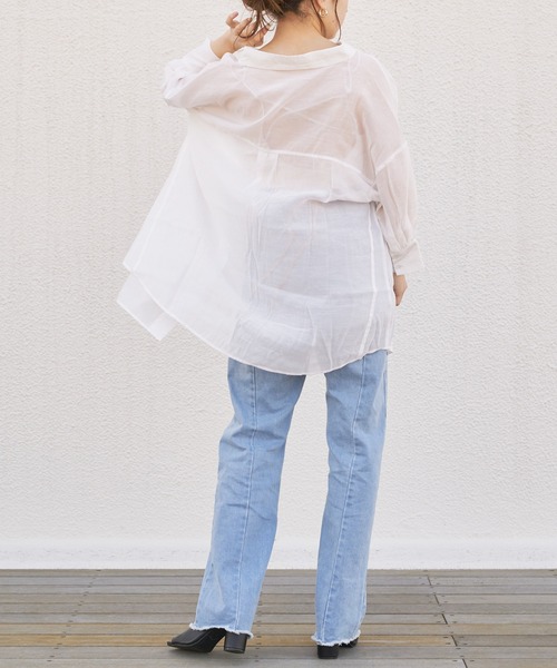 Chico（チコ）の「5分袖シアー襟付きシャツ（シャツ/ブラウス・レディース・ホワイト/ブラック/ミント・SMALL/MEDIUM）」の6枚目の写真