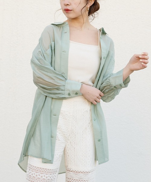 Chico（チコ）の「5分袖シアー襟付きシャツ（シャツ/ブラウス・レディース・ホワイト/ブラック/ミント・SMALL/MEDIUM）」の8枚目の写真