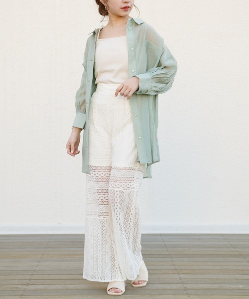 Chico（チコ）の「5分袖シアー襟付きシャツ（シャツ/ブラウス・レディース・ホワイト/ブラック/ミント・SMALL/MEDIUM）」の13枚目の写真