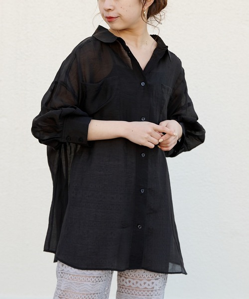 Chico（チコ）の「5分袖シアー襟付きシャツ（シャツ/ブラウス・レディース・ホワイト/ブラック/ミント・SMALL/MEDIUM）」の16枚目の写真