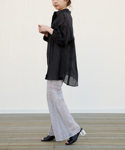 Chico（チコ）の「5分袖シアー襟付きシャツ（シャツ/ブラウス・レディース・ホワイト/ブラック/ミント・SMALL/MEDIUM）」の7枚目の写真