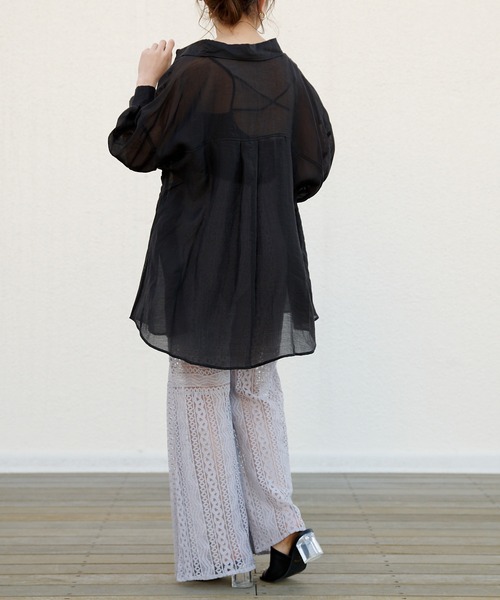 Chico（チコ）の「5分袖シアー襟付きシャツ（シャツ/ブラウス・レディース・ホワイト/ブラック/ミント・SMALL/MEDIUM）」の12枚目の写真