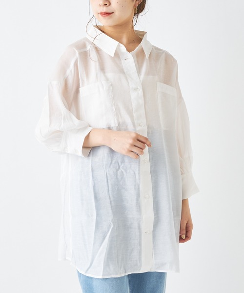 Chico（チコ）の「5分袖シアー襟付きシャツ（シャツ/ブラウス・レディース・ホワイト/ブラック/ミント・SMALL/MEDIUM）」の14枚目の写真