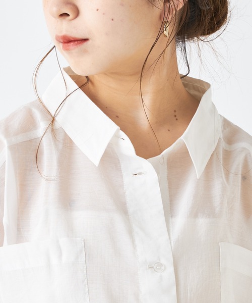 Chico（チコ）の「5分袖シアー襟付きシャツ（シャツ/ブラウス・レディース・ホワイト/ブラック/ミント・SMALL/MEDIUM）」の9枚目の写真