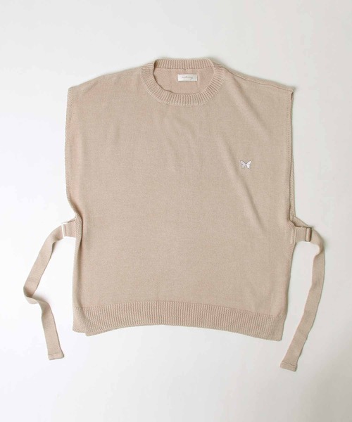 NILWAY（ニルウェイ）の「バタフライ刺繍サイドベルトニットベスト（ベスト・メンズ・ブラック/グレイッシュベージュ・MEDIUM/LARGE）」の8枚目の写真