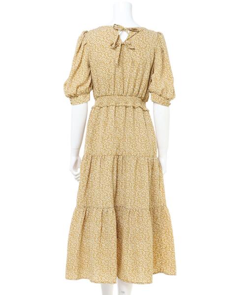 セール ワンピース 単色花柄ティアード ワンピース ワンピース Allamanda アラマンダ のファッション