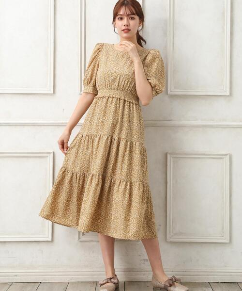 単色花柄ティアード ワンピース ワンピース ワンピース Allamanda アラマンダ のファッション セール