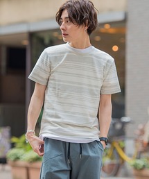 『vicci/ヴィッチ』ボーダー柄裏毛クルーネック半袖Tシャツ