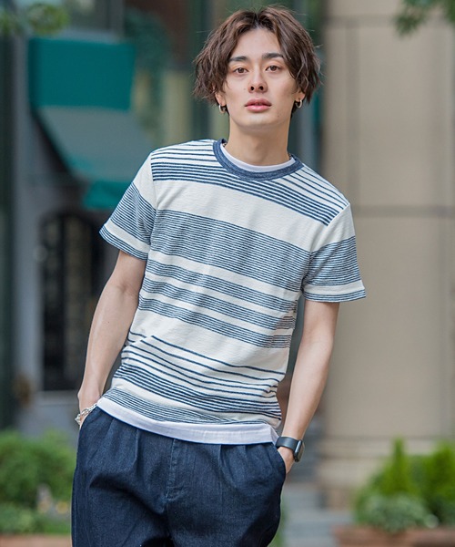 SILVER BULLET(シルバーバレット)の「『vicci/ヴィッチ』ボーダー柄裏毛クルーネック半袖Tシャツ(Tシャツ/カットソー・メンズ・レッド/グレー系その他2/グレー/マルチ/ブルー系その他/ホワイト/グレー系その他/ネイビー/ブルー系その他2・L/M)」の7枚目の写真