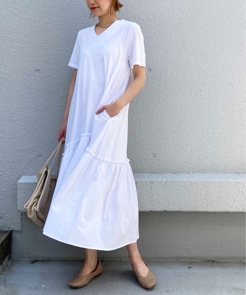 PICCIN（ピッチン）の「フリルマキシワンピース（ワンピース・レディース・ブラック/オフホワイト/ブルー・M）」の12枚目の写真