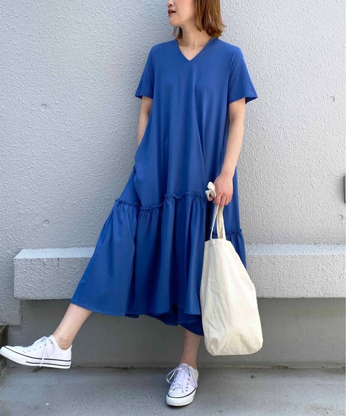 PICCIN（ピッチン）の「フリルマキシワンピース（ワンピース・レディース・ブラック/オフホワイト/ブルー・M）」の20枚目の写真