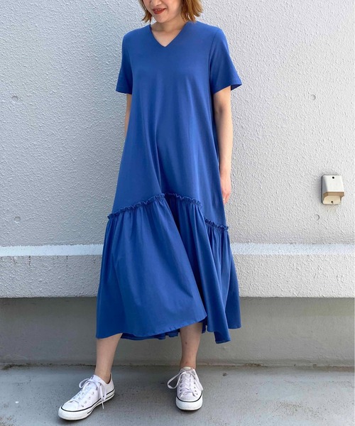 PICCIN（ピッチン）の「フリルマキシワンピース（ワンピース・レディース・ブラック/オフホワイト/ブルー・M）」の13枚目の写真