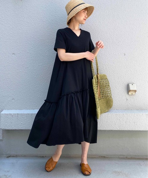 PICCIN（ピッチン）の「フリルマキシワンピース（ワンピース・レディース・ブラック/オフホワイト/ブルー・M）」の18枚目の写真