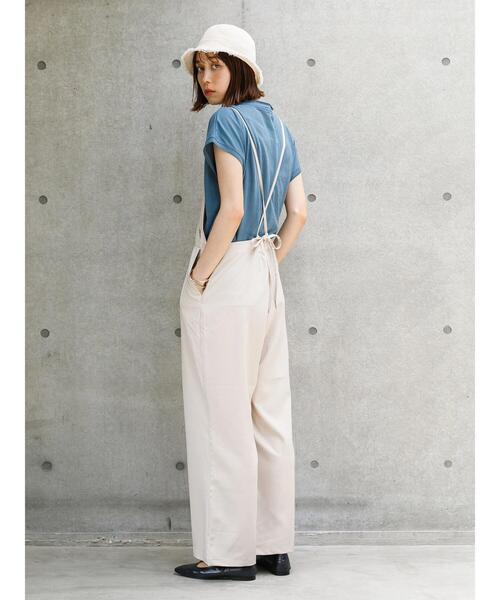 koe（コエ）の「ドライタッチポリトロサロペット*（サロペット/オーバーオール・レディース・ブラック/ライトベージュ/ベージュ・L/M）」の20枚目の写真