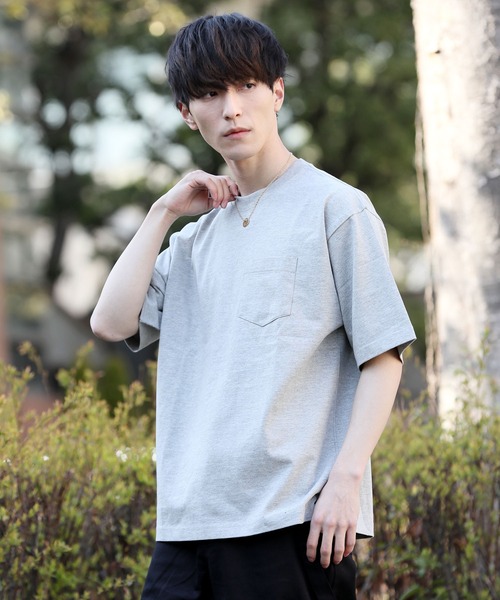 TopIsm(トップイズム)の「ワイドシルエットヘビーウェイトUSAコットンクルーネック半袖Tシャツ(Tシャツ/カットソー・メンズ・ホワイト/ブラック/ベージュ/ブルー/ライトグリーン/杢グレー/サーモンピンク・M/L/LL)」の4枚目の写真