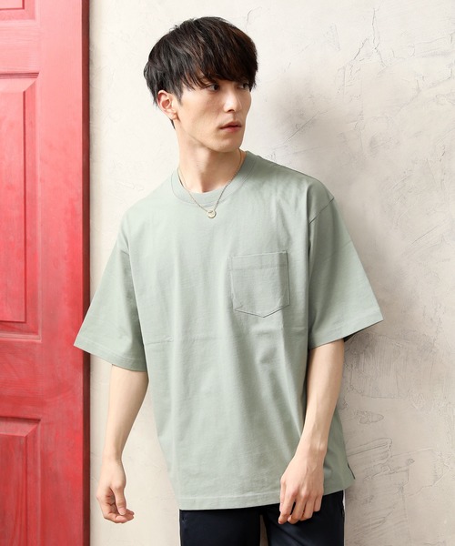 TopIsm(トップイズム)の「ワイドシルエットヘビーウェイトUSAコットンクルーネック半袖Tシャツ(Tシャツ/カットソー・メンズ・ホワイト/ブラック/ベージュ/ブルー/ライトグリーン/杢グレー/サーモンピンク・M/L/LL)」の5枚目の写真
