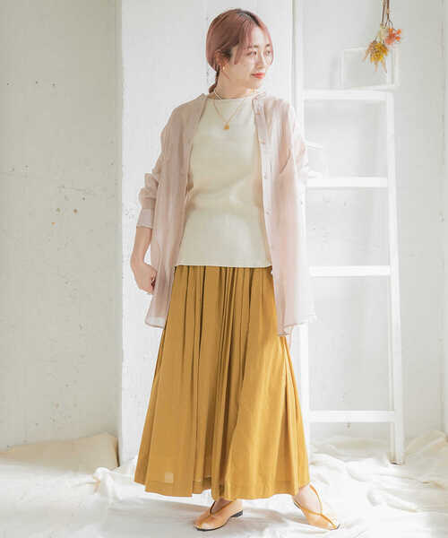 ITEMS URBANRESEARCH（アイテムズ アーバンリサーチ）の「ボリュームギャザースカート（スカート・レディース・マスタード/スミクロ/ベージュ・FREE）」の12枚目の写真
