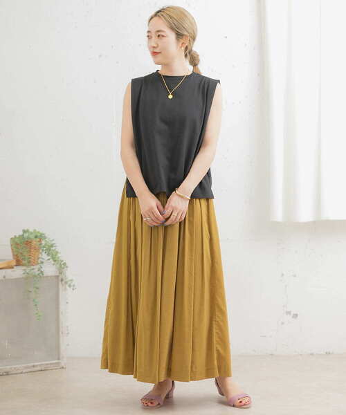 ITEMS URBANRESEARCH（アイテムズ アーバンリサーチ）の「ボリュームギャザースカート（スカート・レディース・マスタード/スミクロ/ベージュ・FREE）」の16枚目の写真