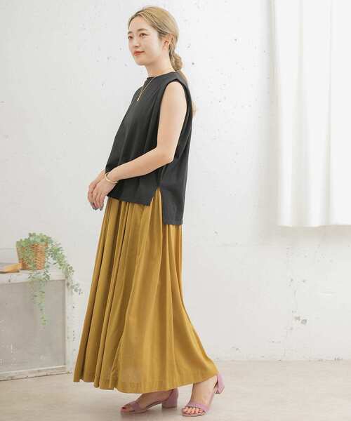 ITEMS URBANRESEARCH（アイテムズ アーバンリサーチ）の「ボリュームギャザースカート（スカート・レディース・マスタード/スミクロ/ベージュ・FREE）」の17枚目の写真