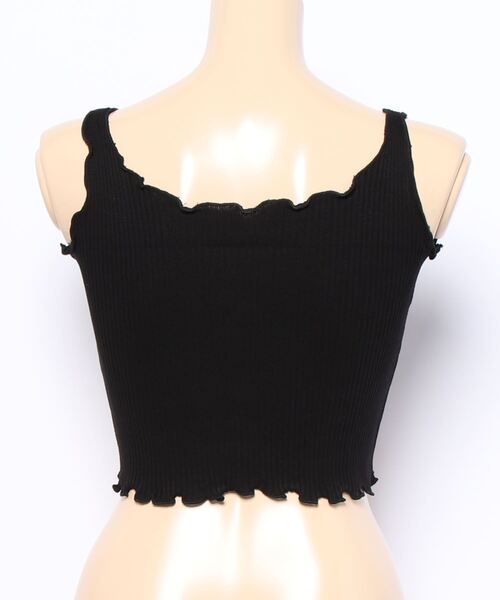 Anuenue（アヌエヌエ）の「フリルデザイン ショート丈リブタンクトップ（タンクトップ・レディース・ホワイト/ブラック/パープル/ピンク/クリーム・FREE）」の6枚目の写真