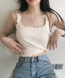 Anuenue | フリルデザイン ショート丈リブタンクトップ(タンクトップ)