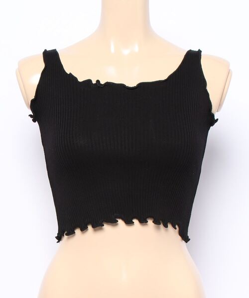 Anuenue（アヌエヌエ）の「フリルデザイン ショート丈リブタンクトップ（タンクトップ・レディース・ホワイト/ブラック/パープル/ピンク/クリーム・FREE）」の8枚目の写真