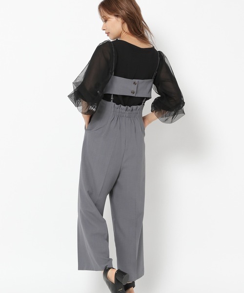 mysty woman（ミスティウーマン）の「バックデザインサロペット 218380（サロペット/オーバーオール・レディース・アイボリー/ブラウン/チャコール・FREE）」の2枚目の写真