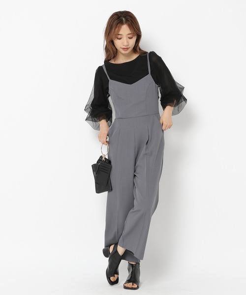 mysty woman（ミスティウーマン）の「バックデザインサロペット 218380（サロペット/オーバーオール・レディース・アイボリー/ブラウン/チャコール・FREE）」の14枚目の写真