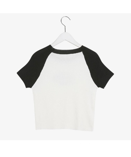 SONA（ソナ）の「SONYUNARA 配色クロップ半袖ニット（Tシャツ/カットソー・レディース・スカイブルー/ブラック/パープル・FREE）」の14枚目の写真